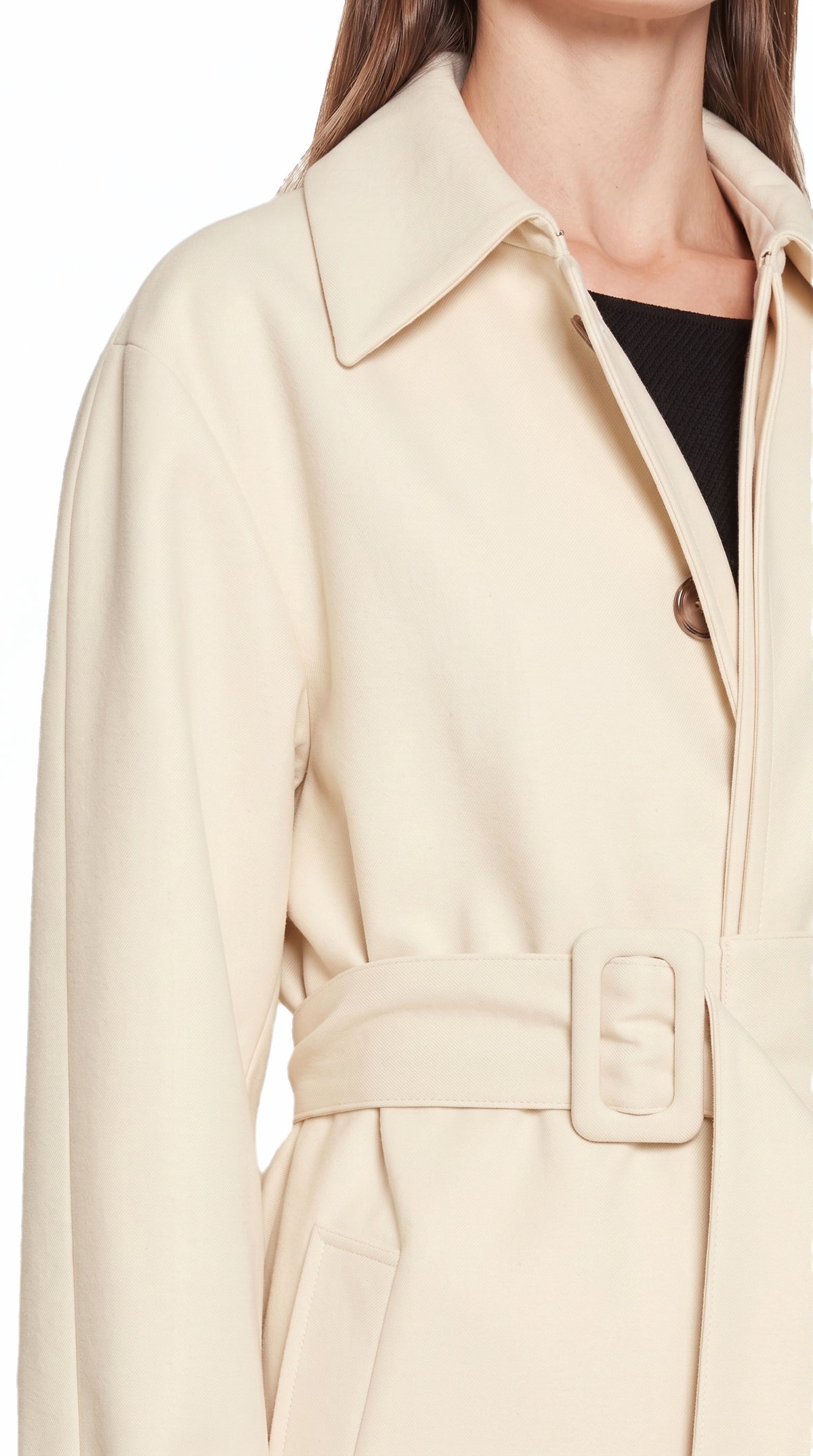 Victor Overcoat Women Ivory, detail – POAN