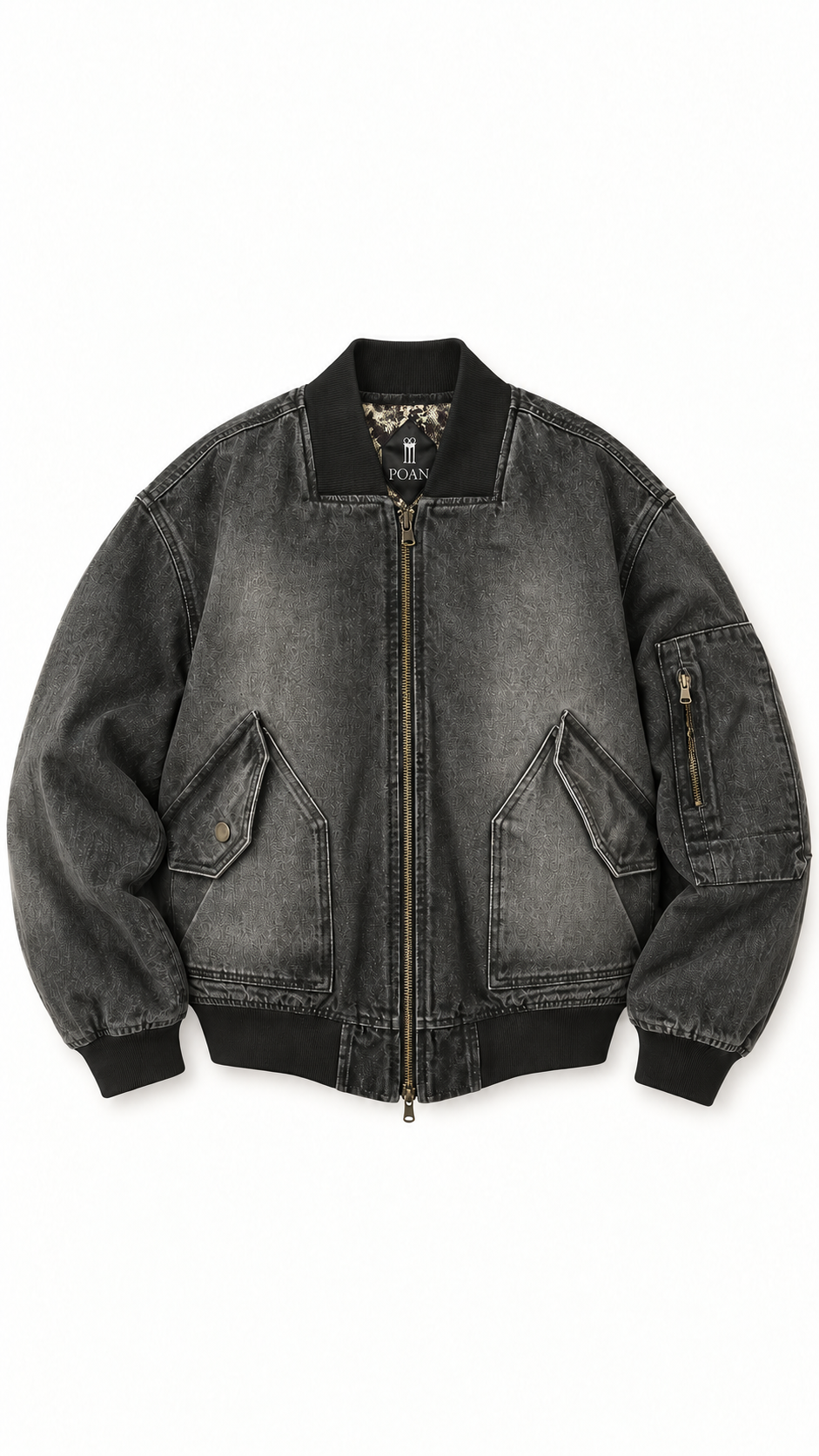 Iceman Bomber Washed Denim Asphalt Men