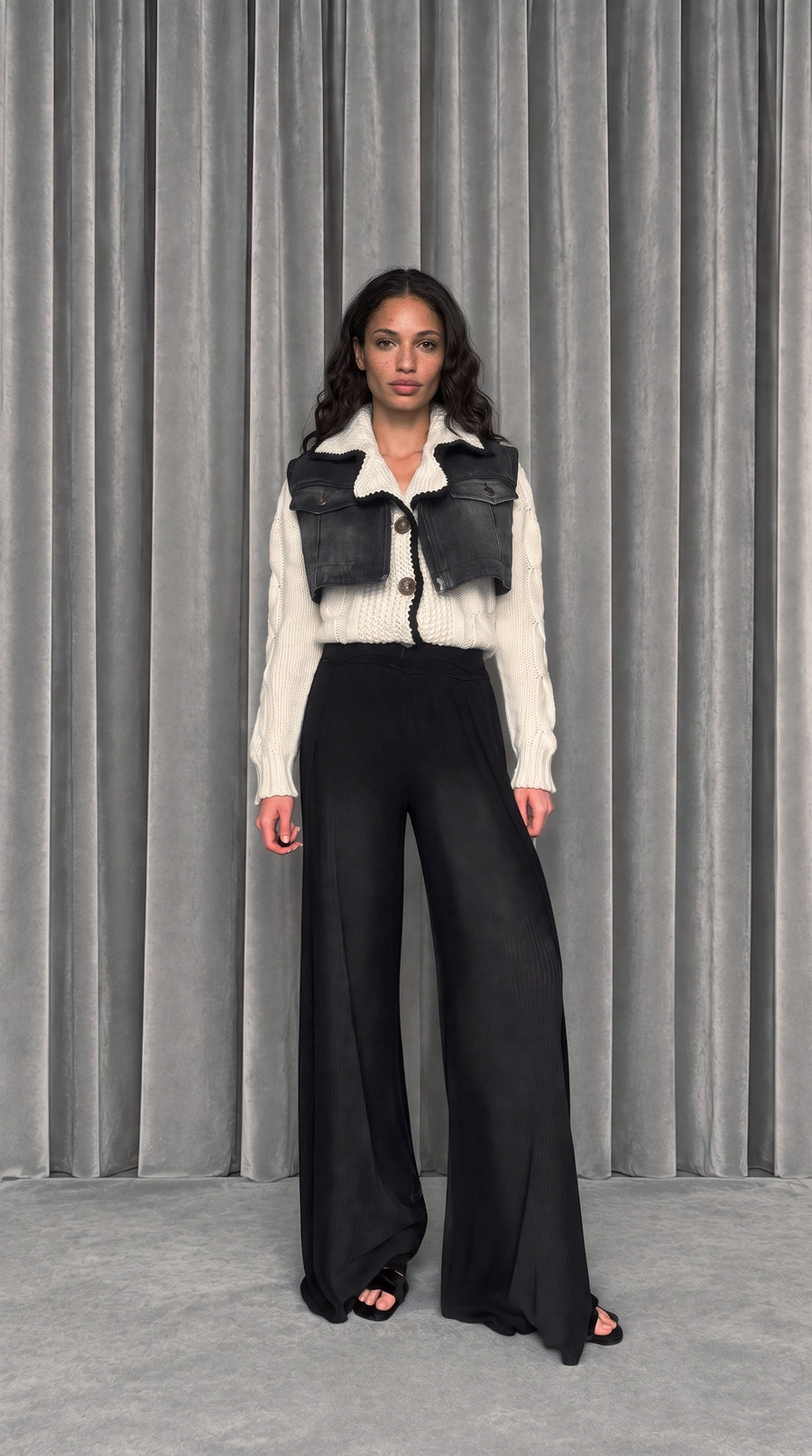 Kill Denim waistcoat over the Junker cashmere, with Galadriel trousers in cotton