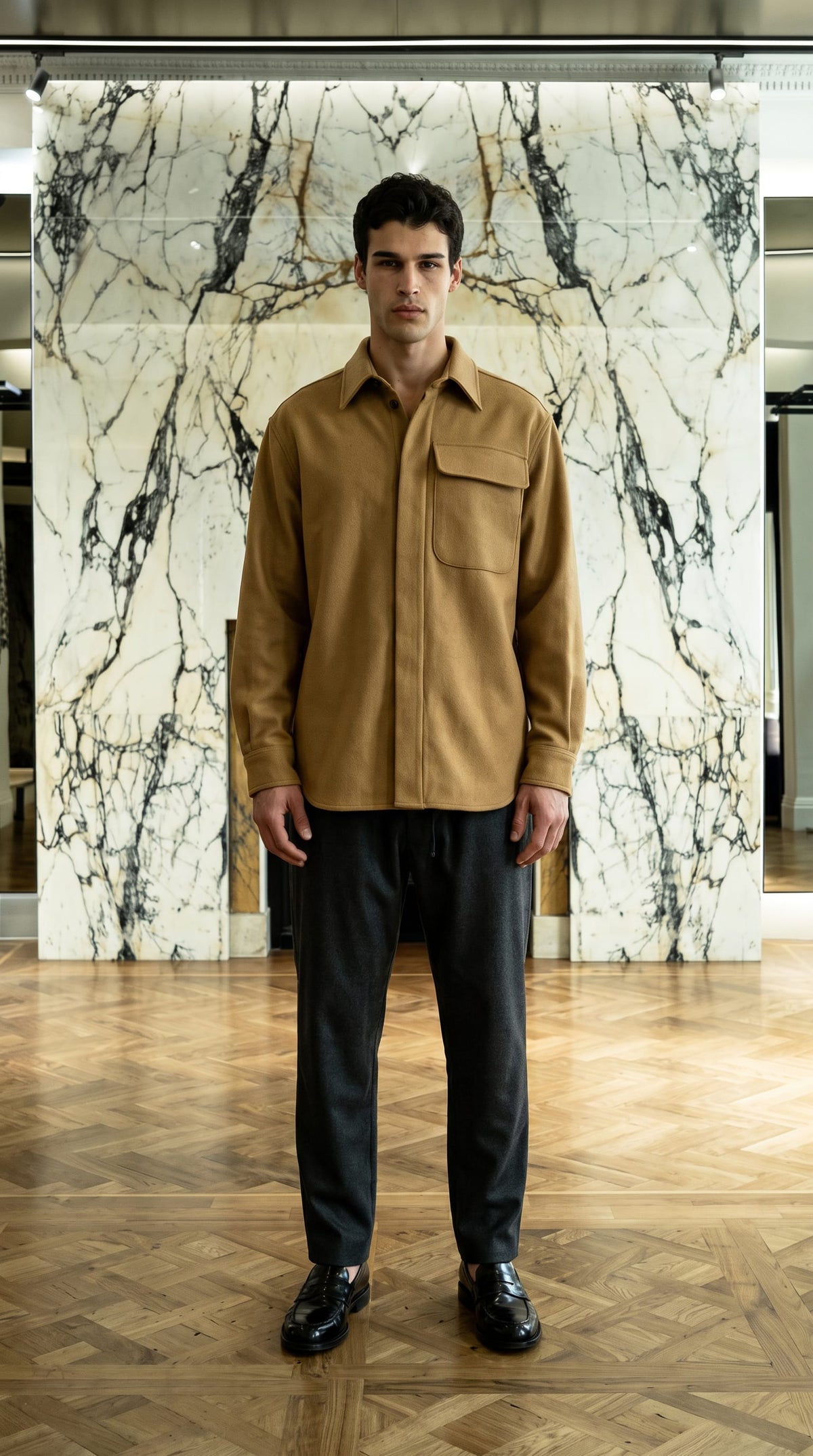 Paul Shirt Gabardine Tobacco Men