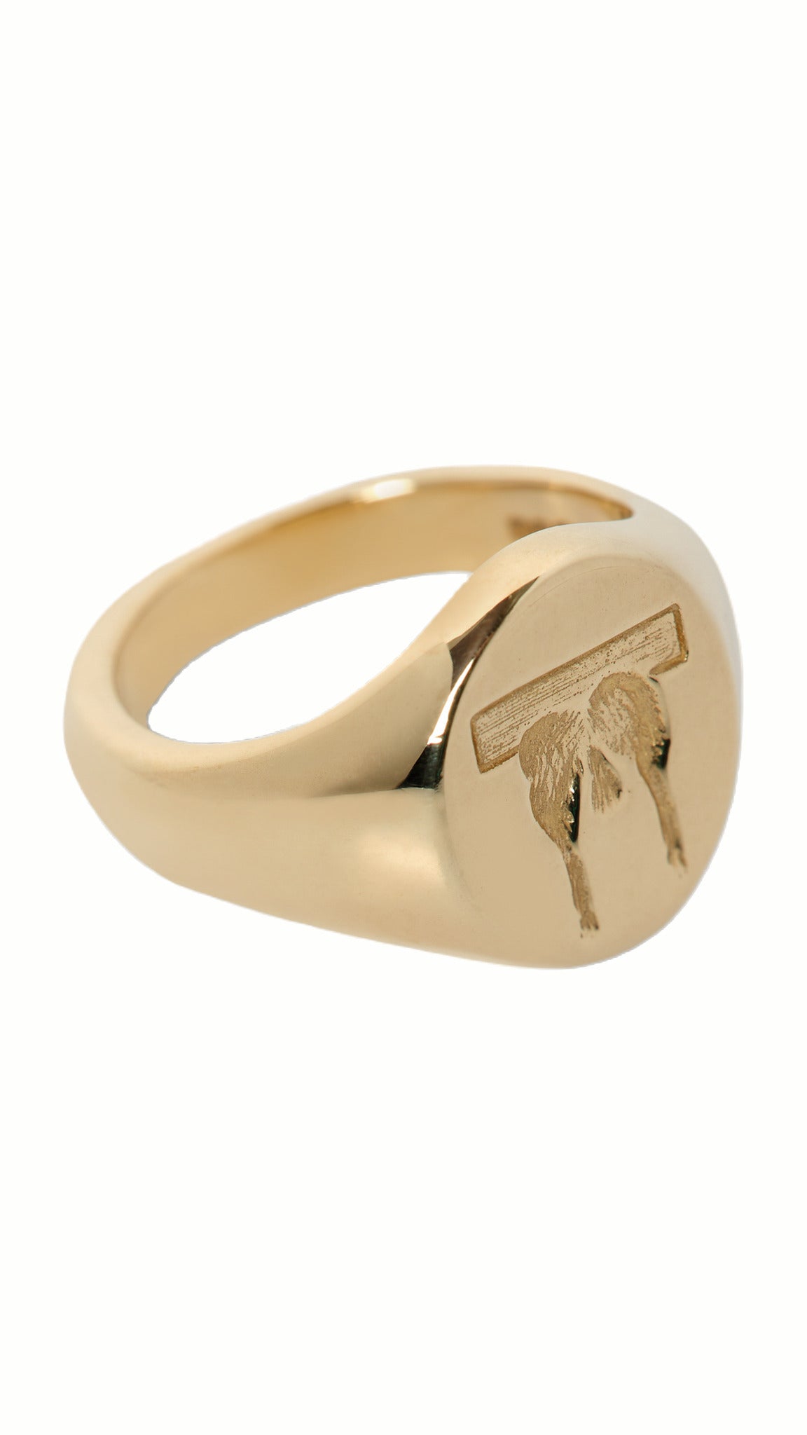 Aeiou Signet Ring Gold – flat lay