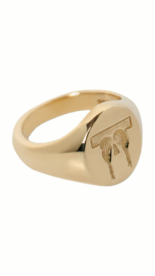Aeiou Signet Ring Gold – flat lay