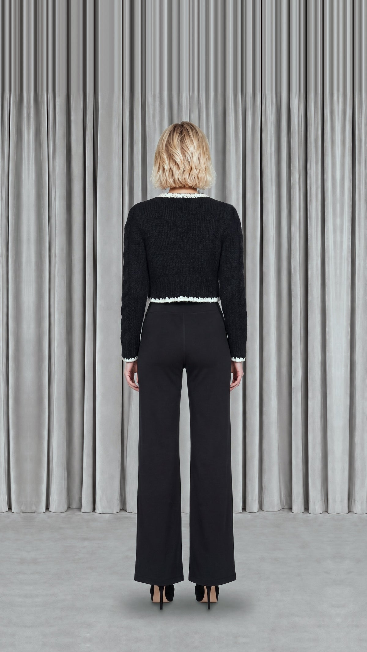 Anna Biker Handknit Cashmere Black Women - back view