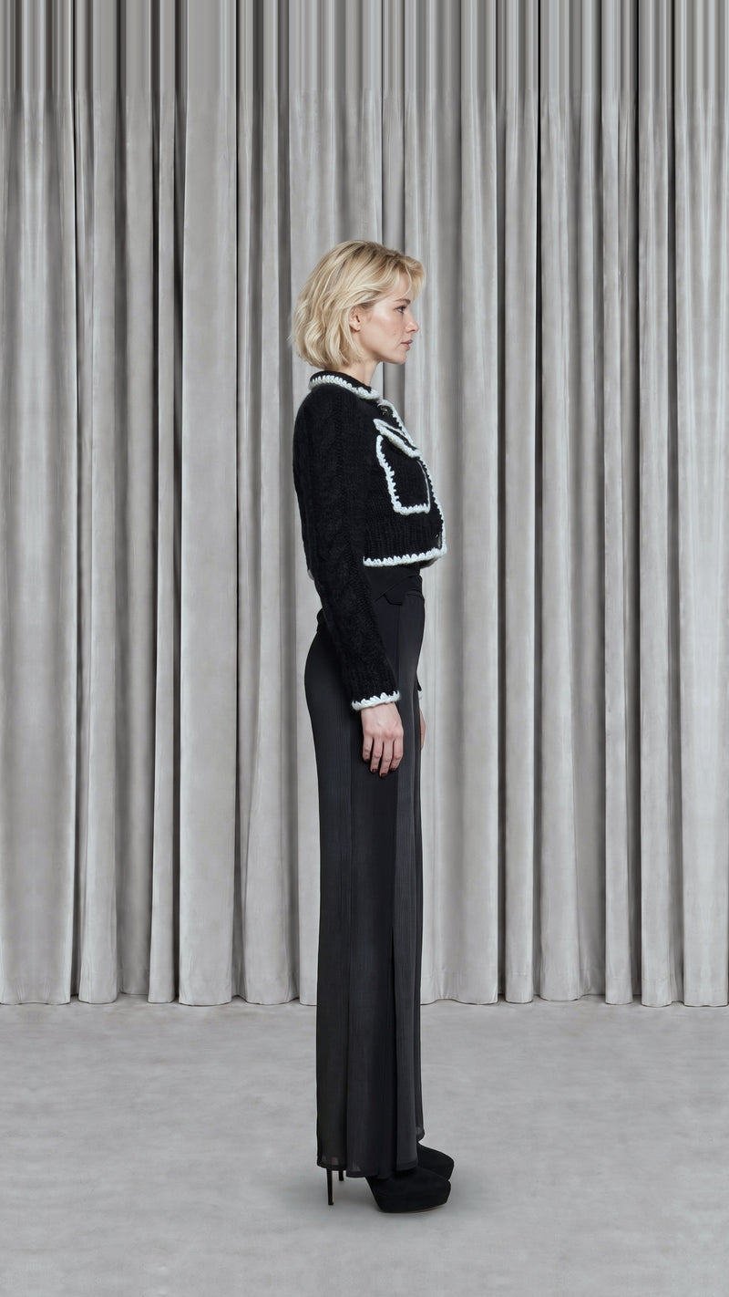Anna Biker Handknit Cashmere Black Women - side view