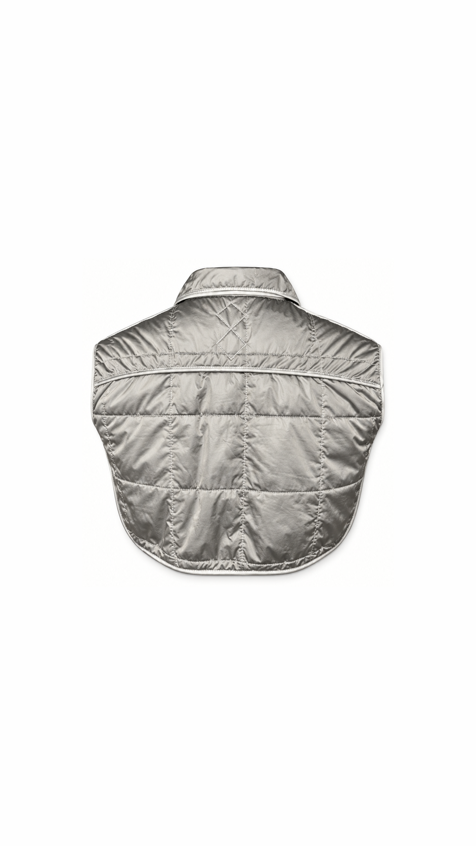 Brian Waistcoat Cropped Quilted Nylon Silver Women - flat back