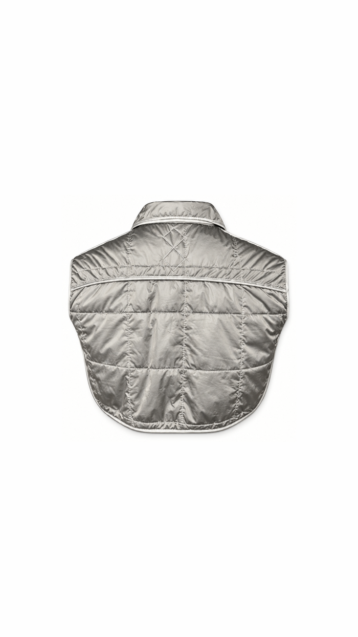 Brian Waistcoat Cropped Quilted Nylon Silver Women - flat back
