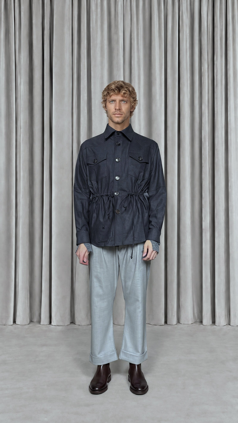 Brieuc Angora Flannel Overshirt Grey Men - front view