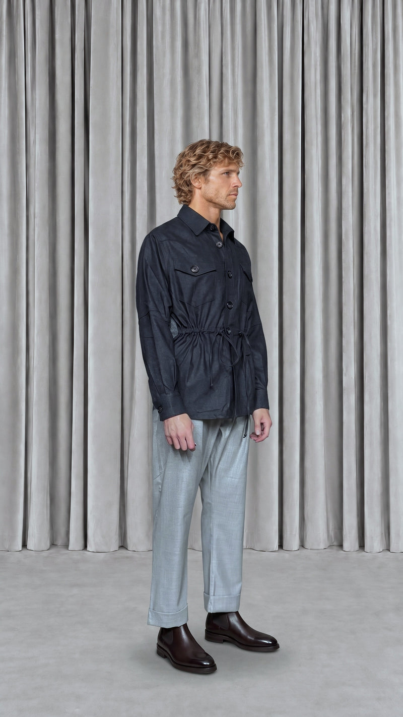 Brieuc Angora Flannel Overshirt Grey Men - side view