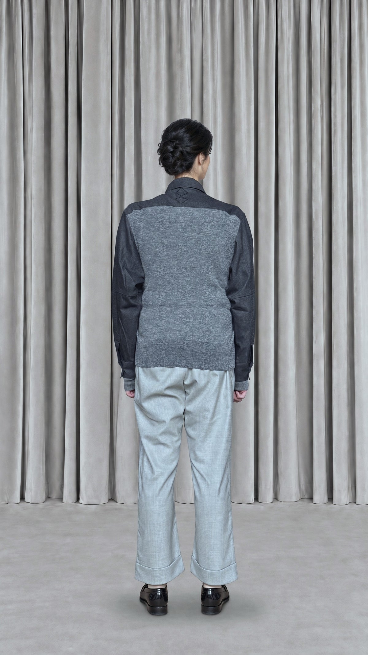 Brieuc Angora Flannel Overshirt Grey Women - back view