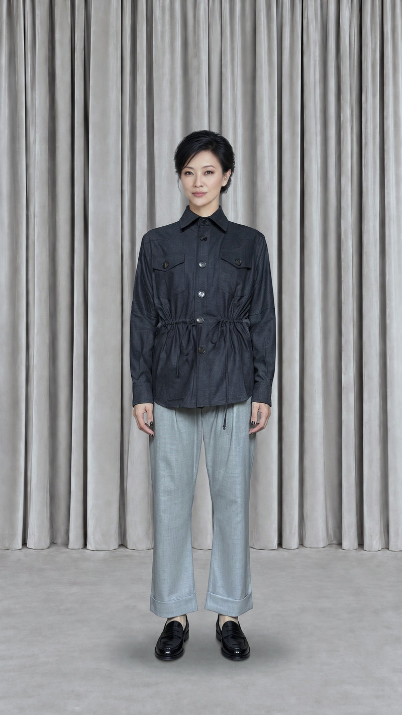 Brieuc Angora Flannel Overshirt Grey Women - front view
