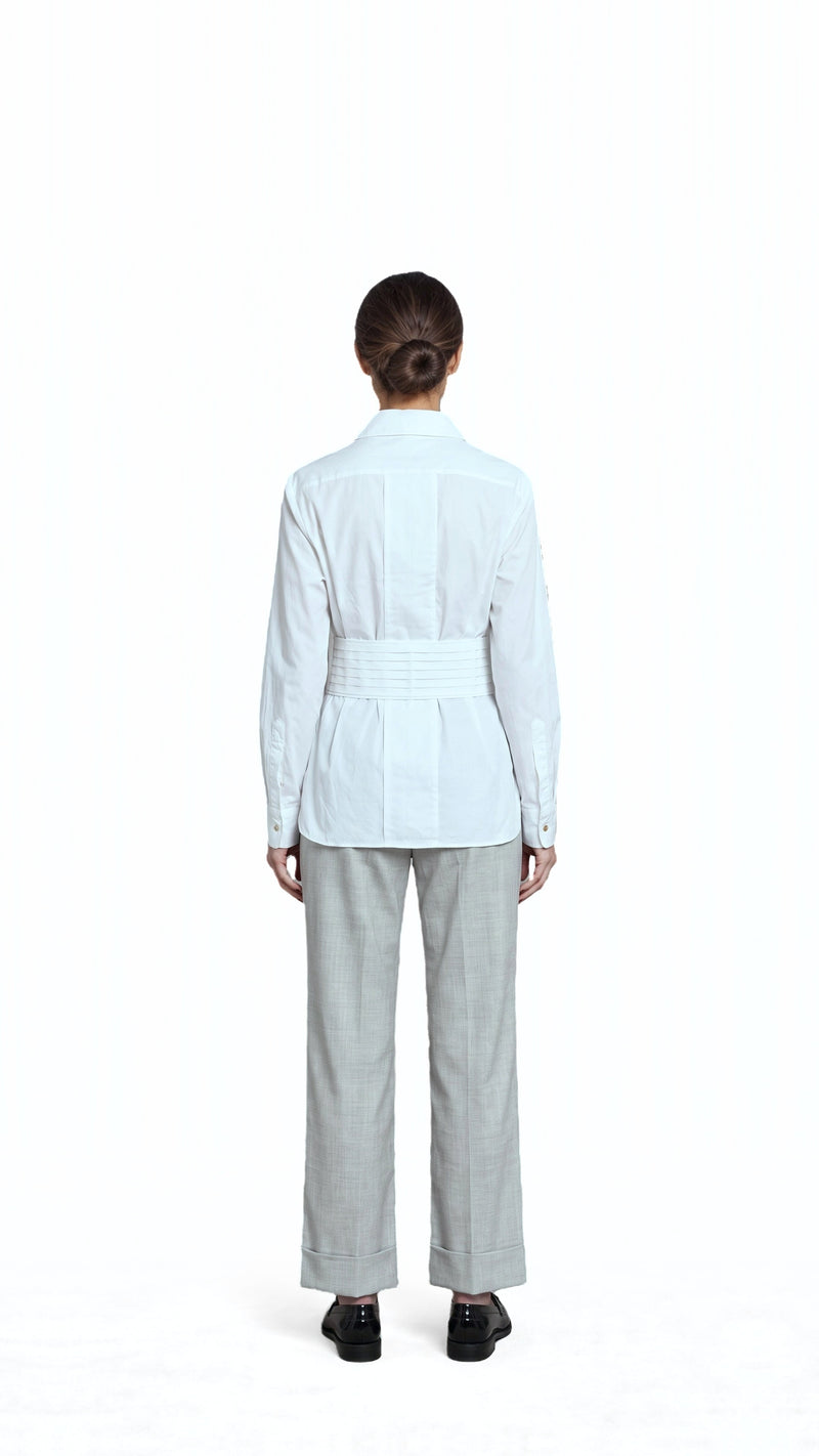 Bundula Blouse Poplin White Women, back view – POAN
