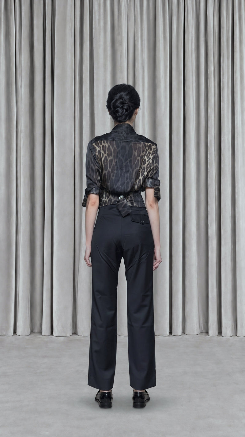 Bundula Blouse Silk Twill Panther Women - back view