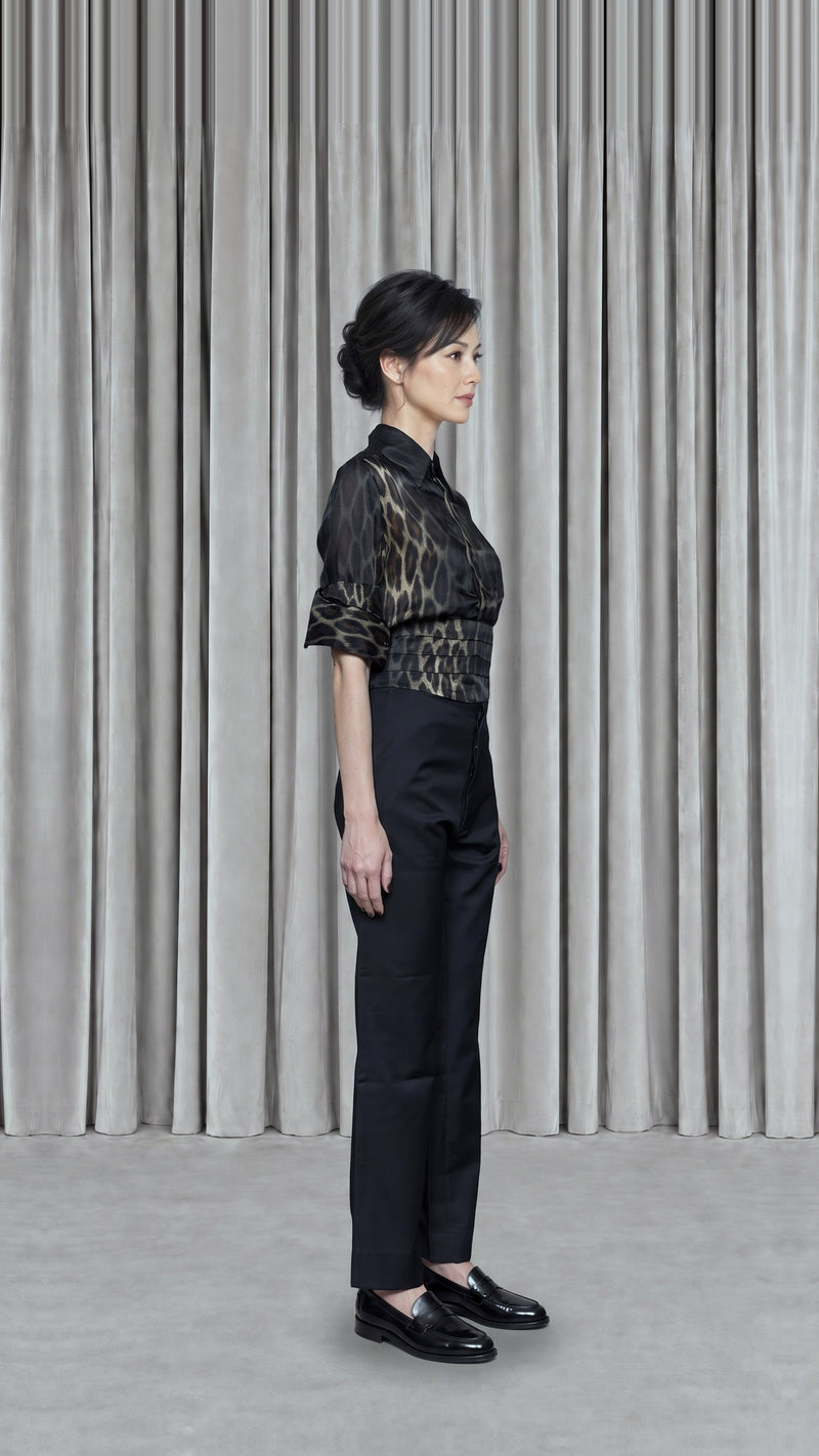 Bundula Blouse Silk Twill Panther Women - side view