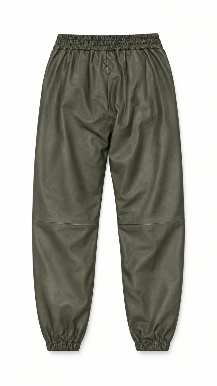 Christina  Tracksuit Pants Vegan Leather Olive Women