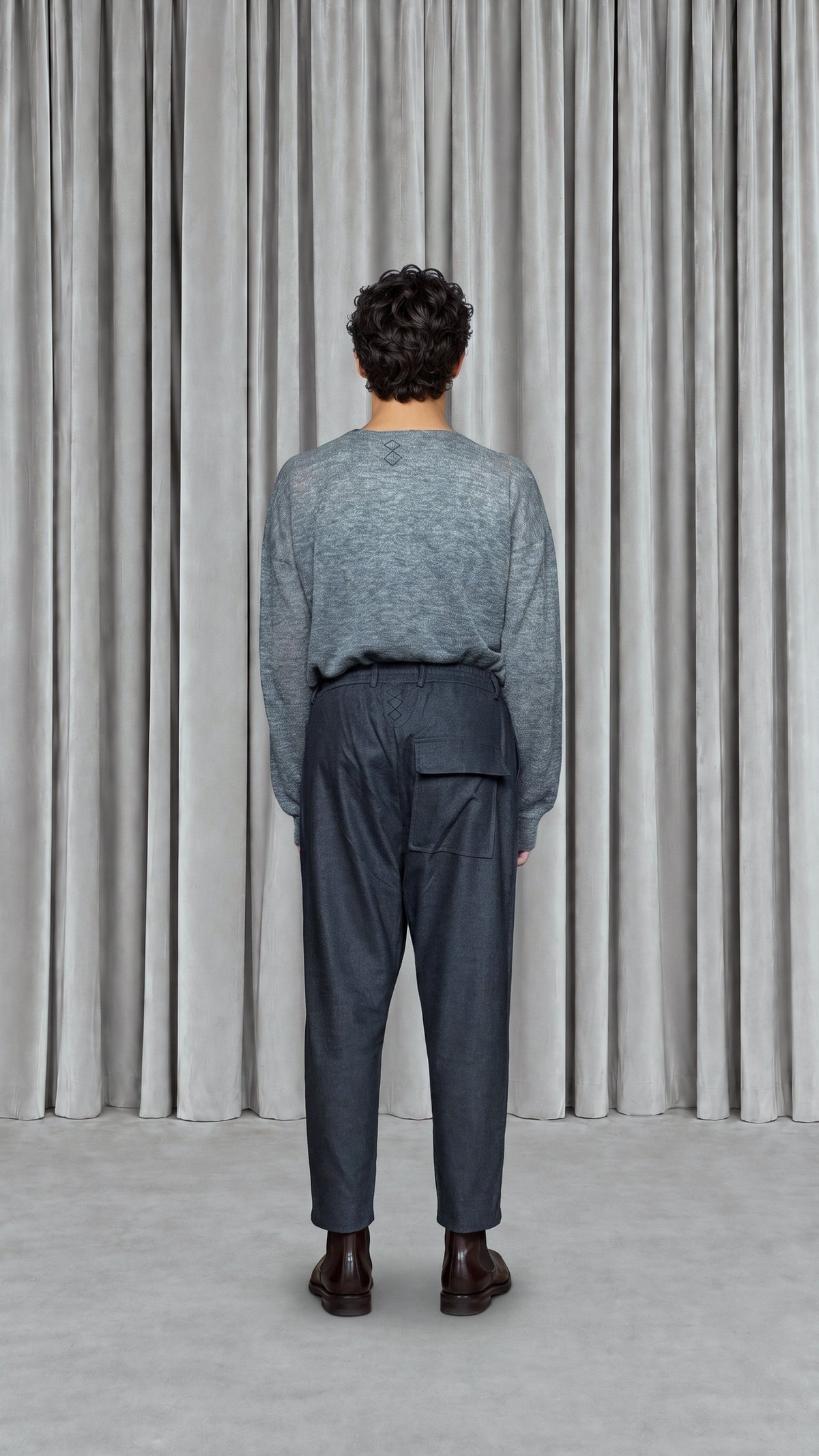 Fender Angora Flannel Drop Crotch Trousers Grey Men - back view