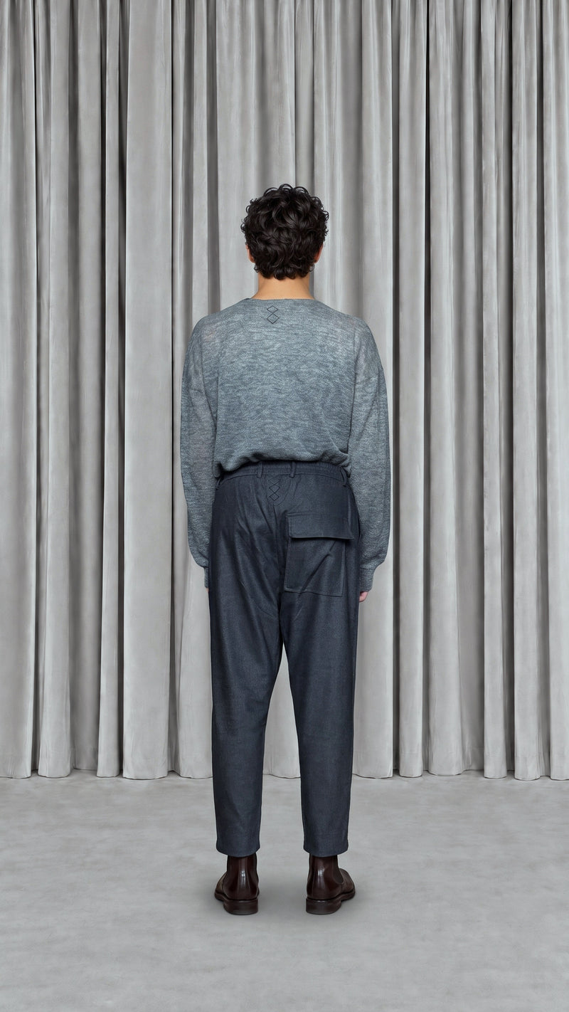 Fender Angora Flannel Drop Crotch Trousers Grey Men - back view