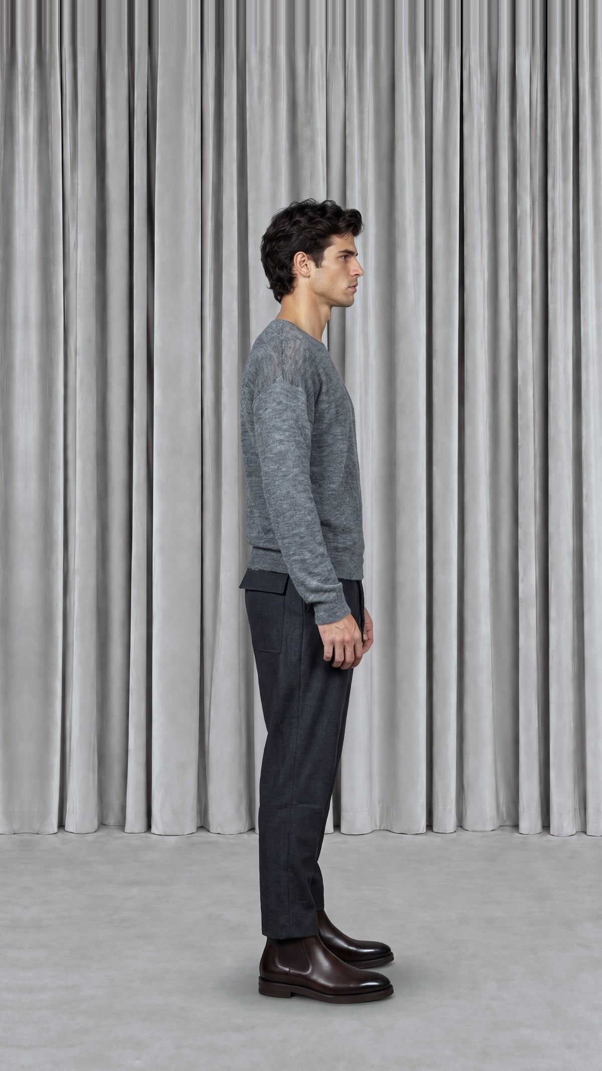 Fender Angora Flannel Drop Crotch Trousers Grey Men - side view