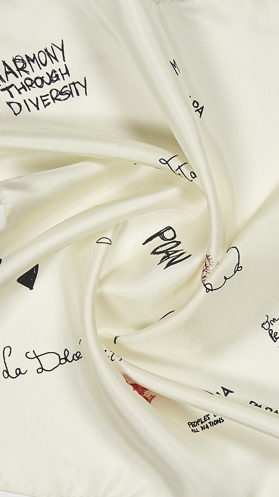 Fulon Foulard Scarf Ivory – graffiti print, close-up