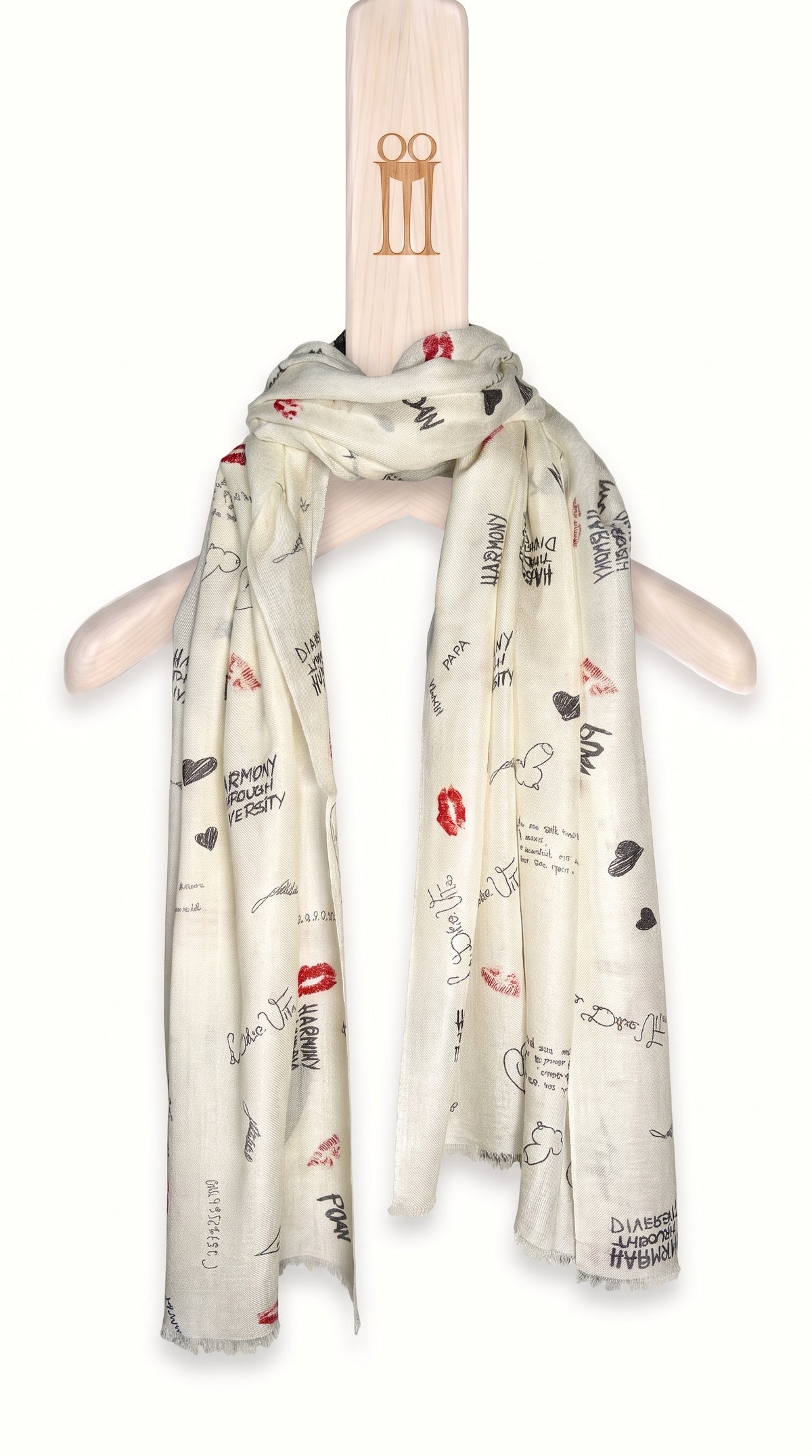 Graffiti Cashmere Scarf – cashmere scarf on the POAN Tripod hanger