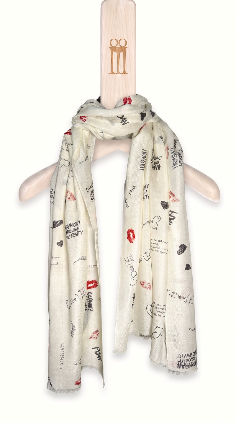 Graffiti Cashmere Scarf – cashmere scarf on the POAN Tripod hanger