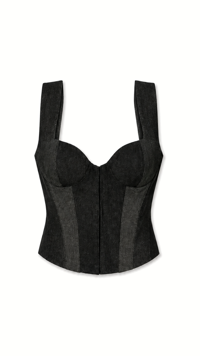Hasan Corset Washed Denim Asphalt Women