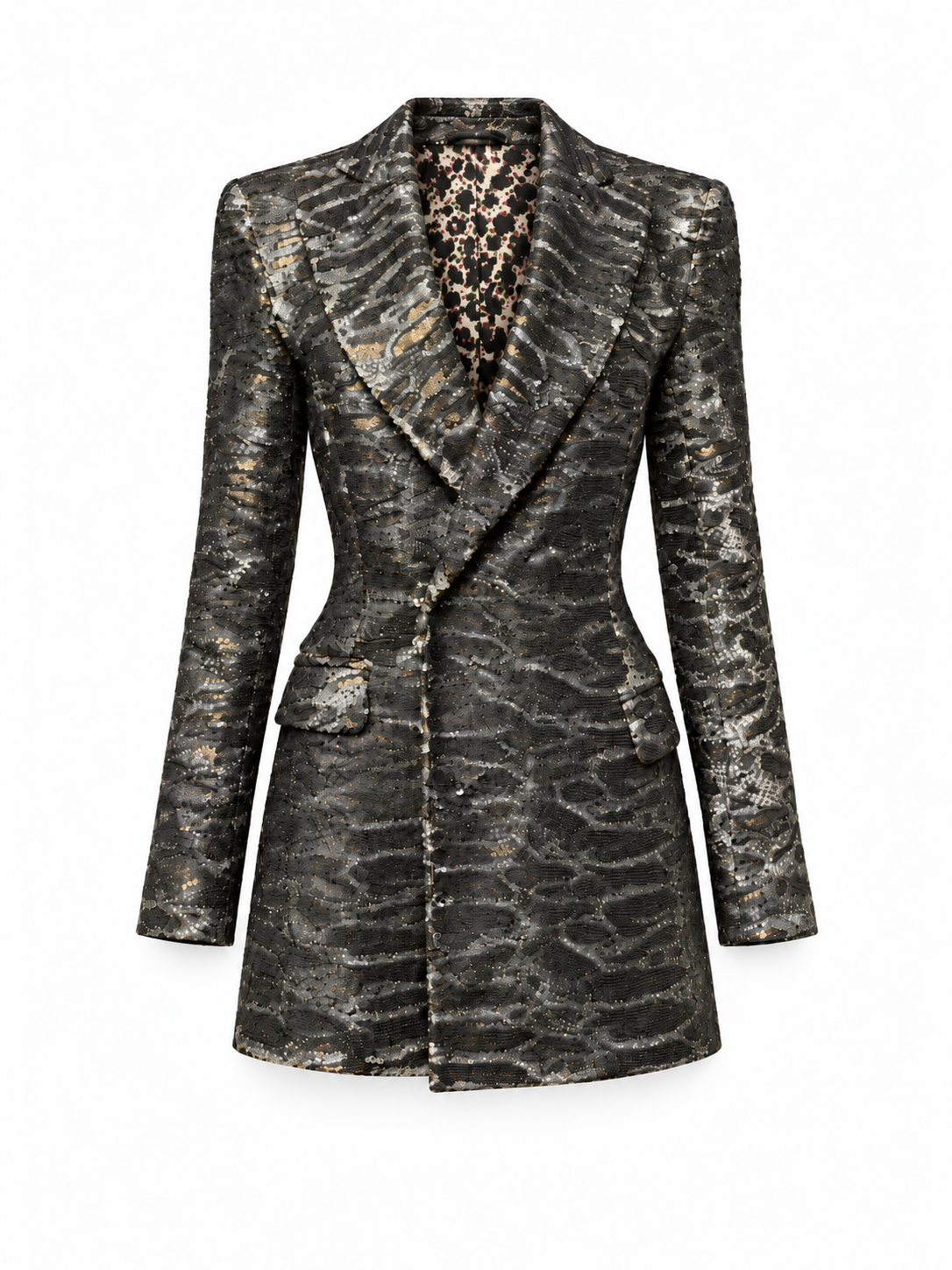 Henri Sequins Jacket Panther Women - flat front