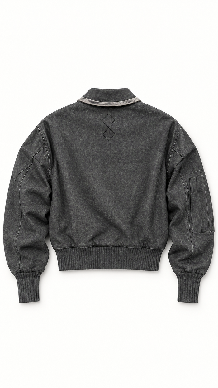 Iceman Bomber Flannel Grey Melange Men