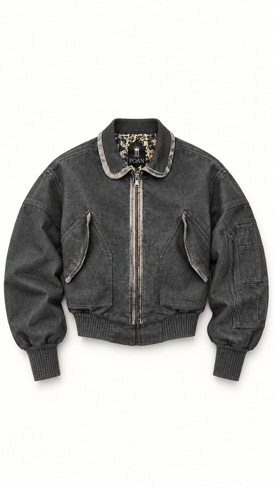 Iceman Bomber Flannel Grey Melange Men