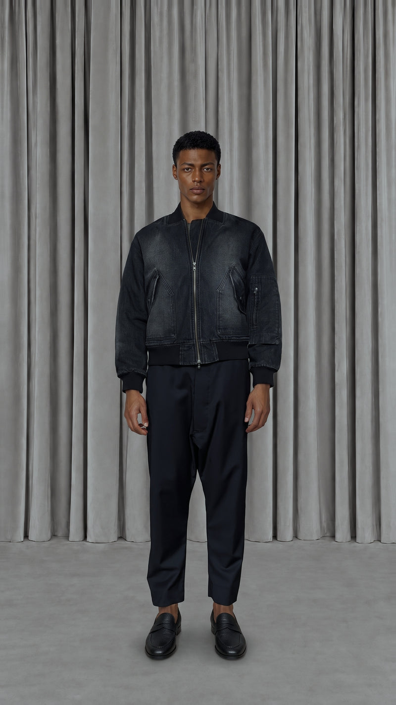Iceman Bomber Washed Denim Asphalt Men, model front – POAN