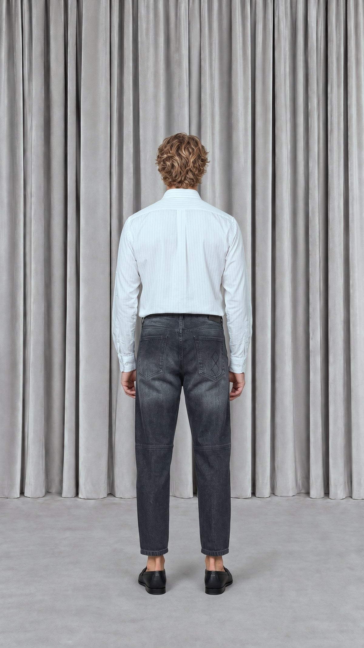 Kill Denim Washed Denim Asphalt Men, model back – POAN