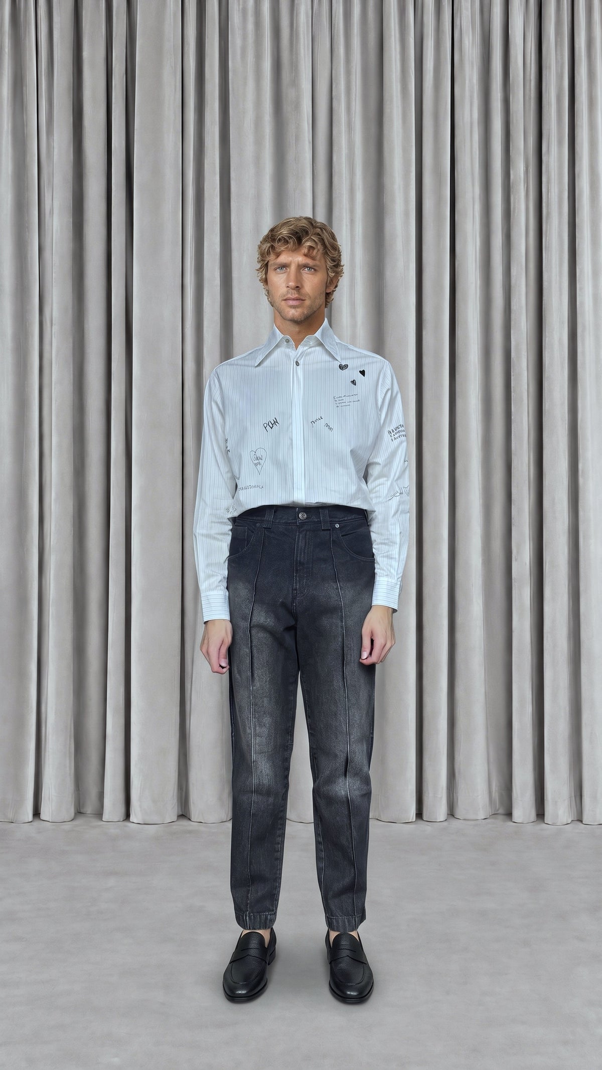 Kill Denim Washed Denim Asphalt Men, model front – POAN