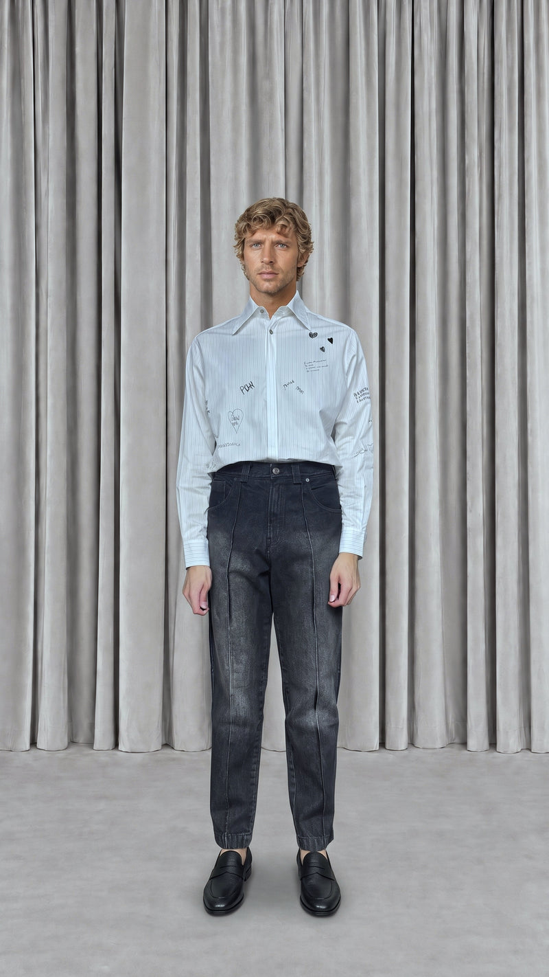 Kill Denim Washed Denim Asphalt Men, model front – POAN