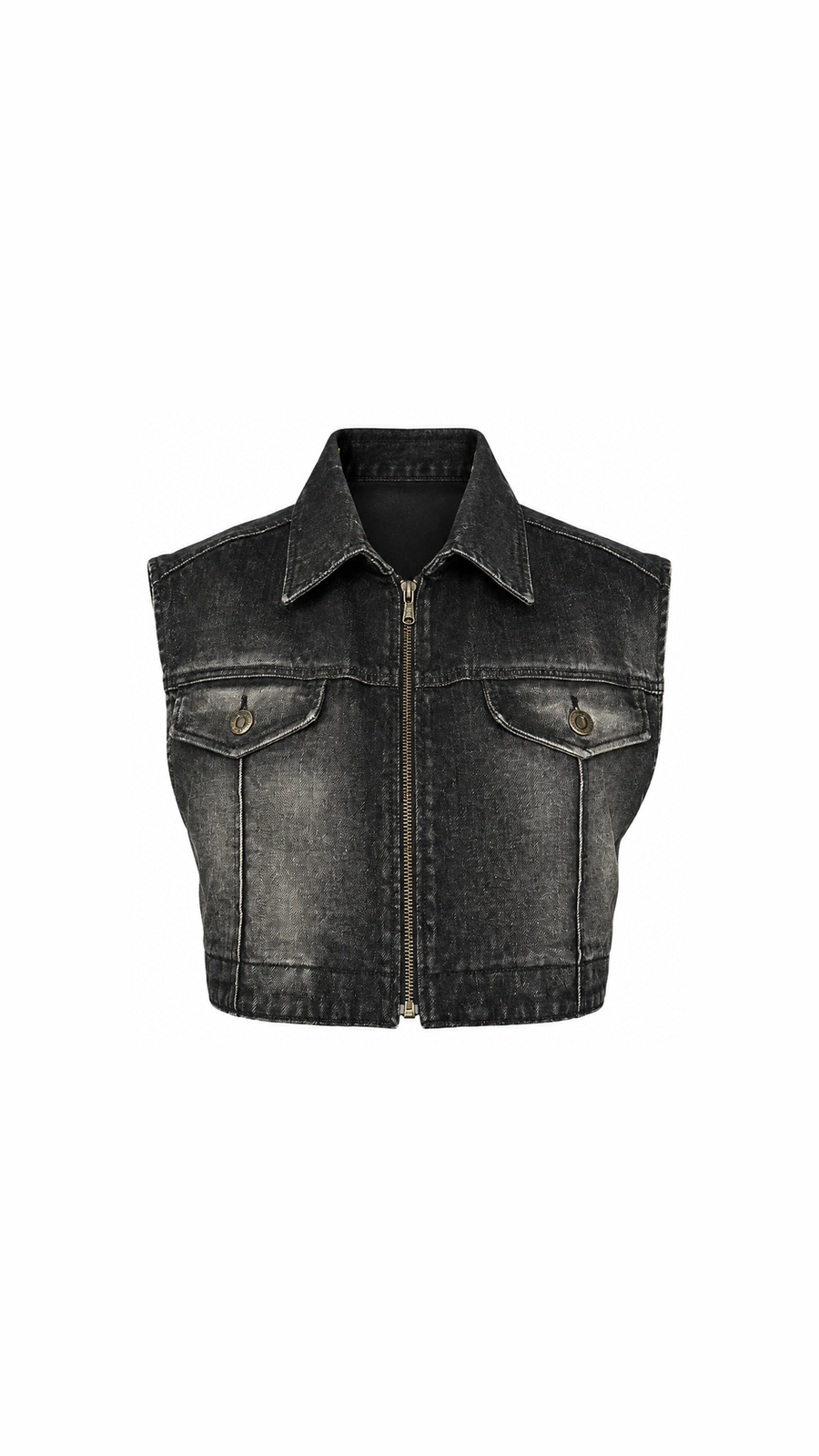 Kill Denim Waistcoat Washed Denim Asphalt Men - flat front