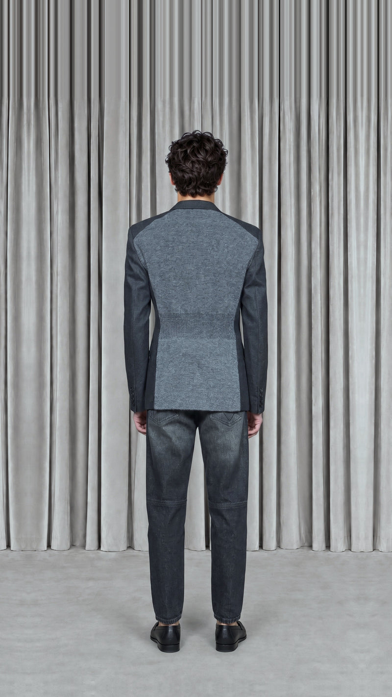 Michael DB Alpaca Flannel Jacket Grey Men - back view