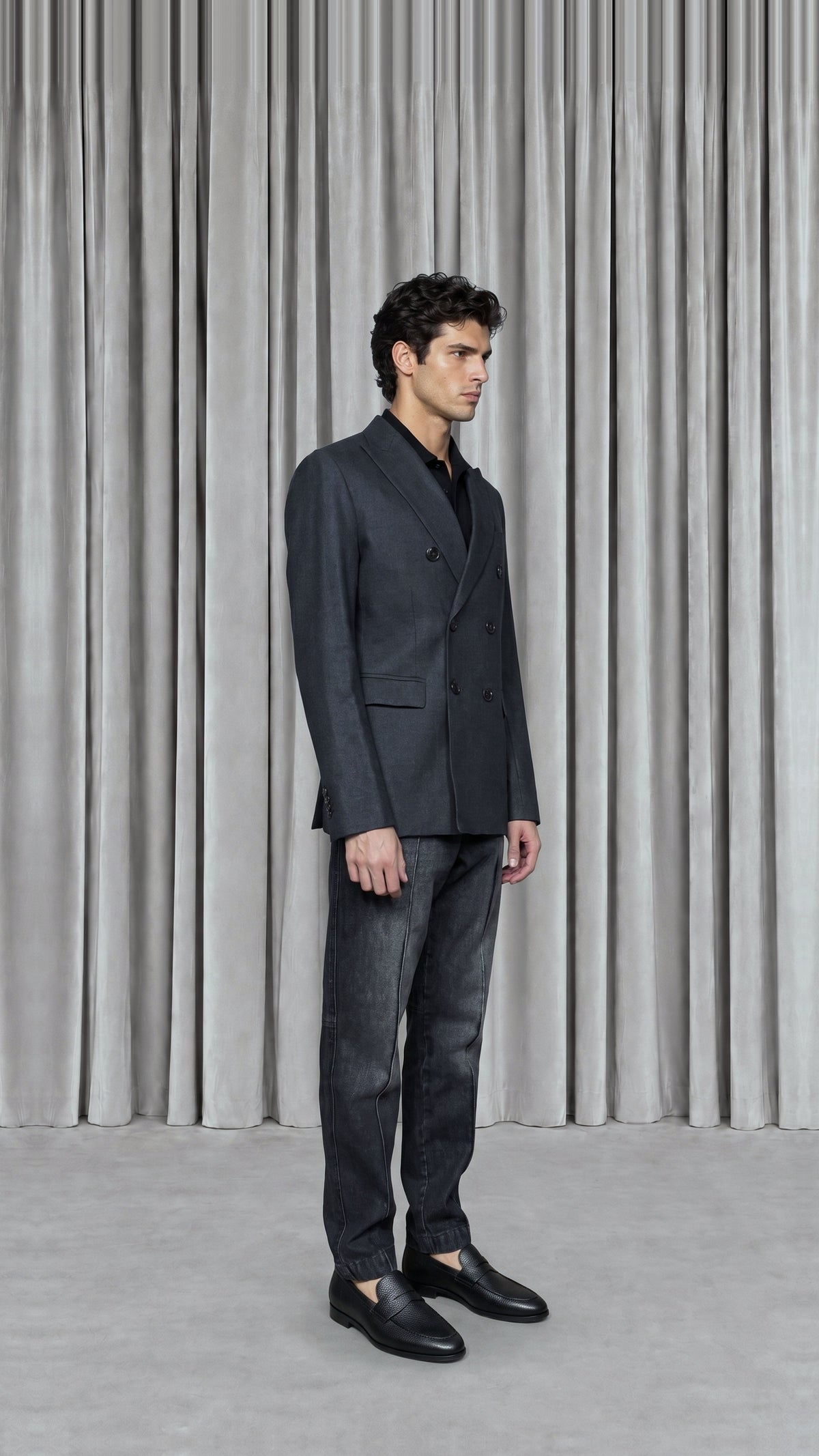 Michael DB Alpaca Flannel Jacket Grey Men - side view
