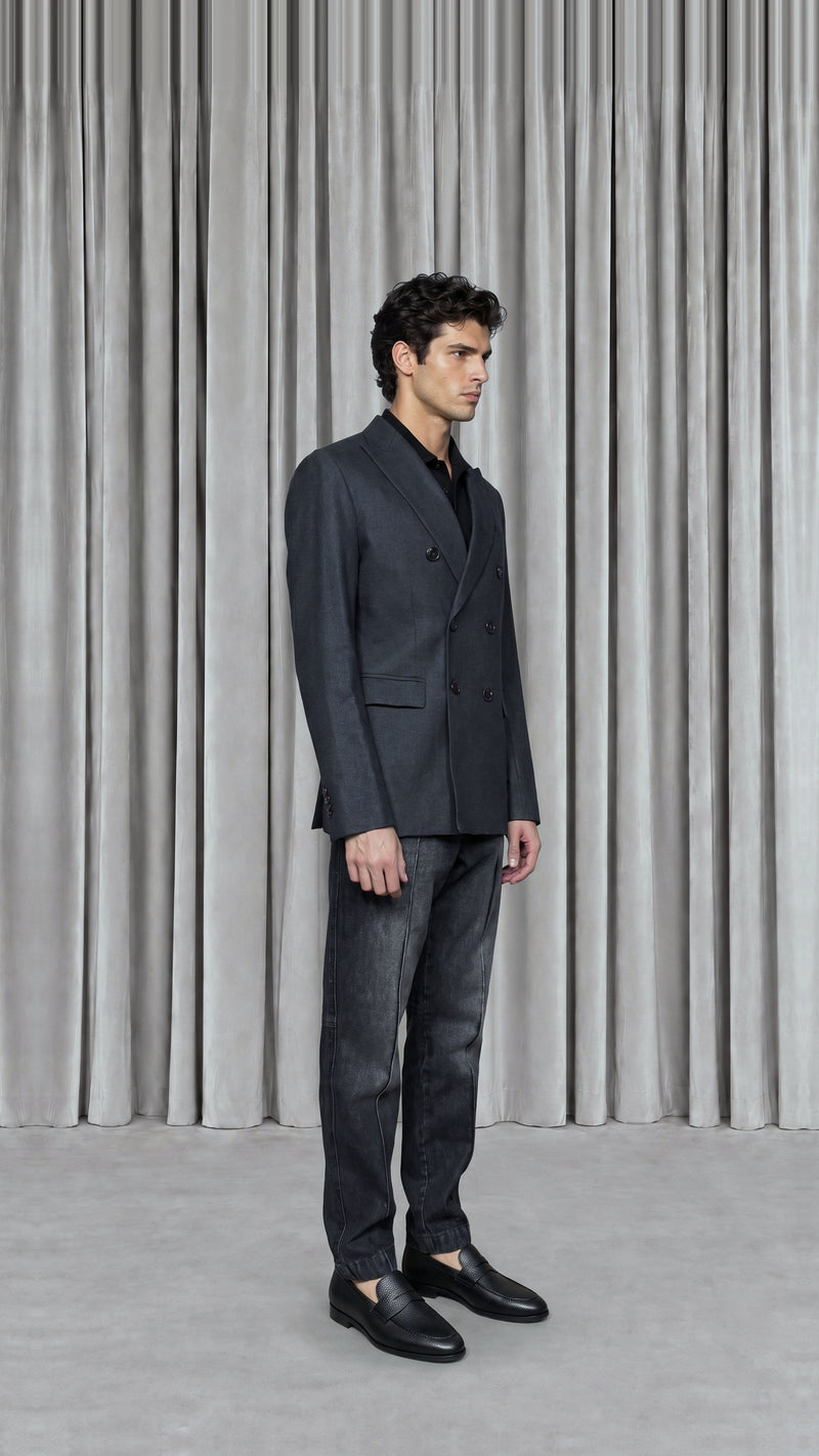 Michael DB Alpaca Flannel Jacket Grey Men - side view