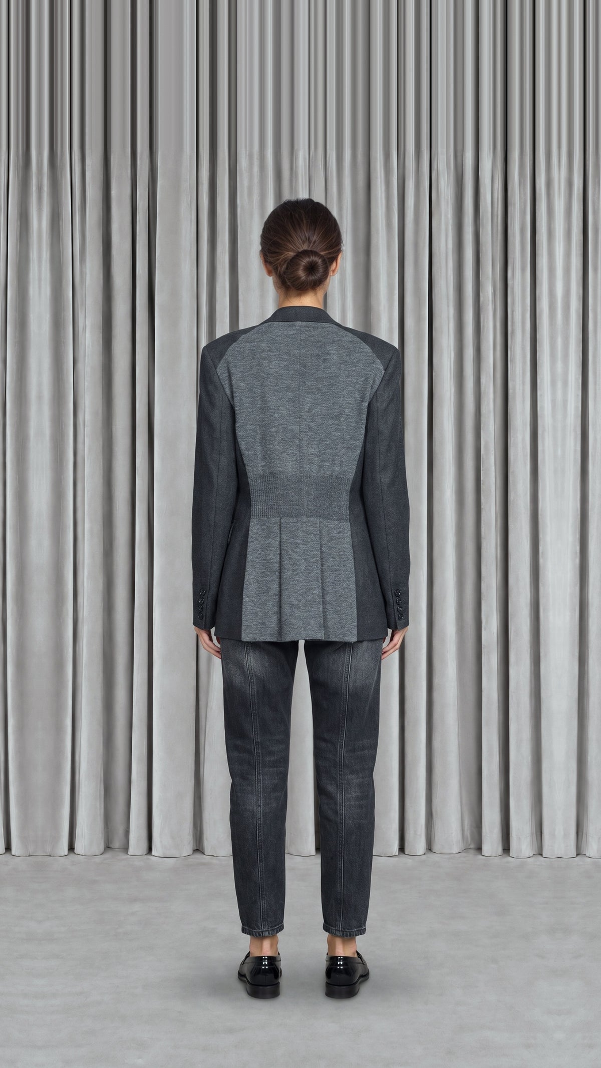 Michael DB Alpaca Flannel Jacket Grey Women - back view