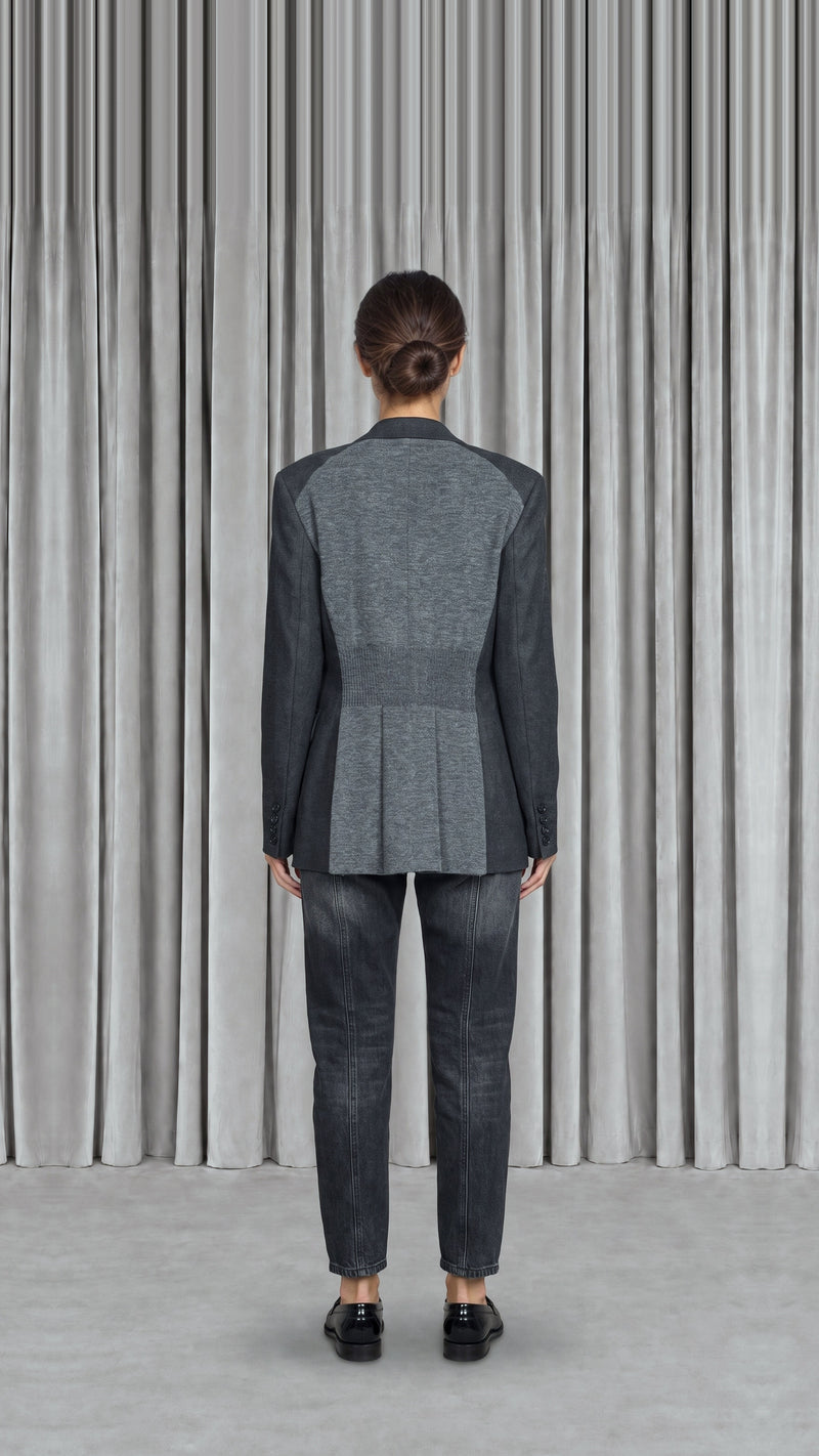 Michael DB Alpaca Flannel Jacket Grey Women - back view