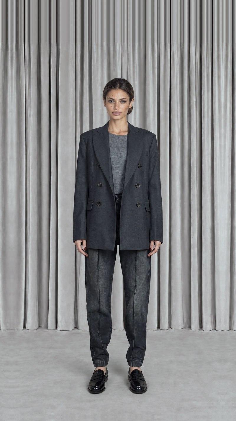 Michael DB Alpaca Flannel Jacket Grey Women - front view