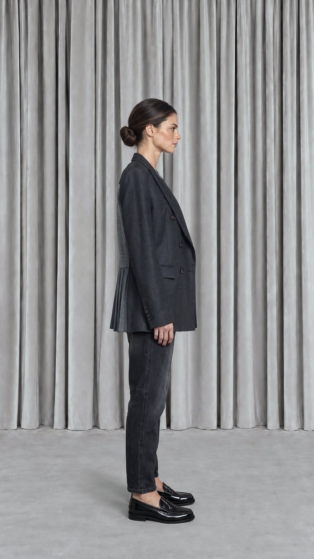 Michael DB Alpaca Flannel Jacket Grey Women - side view