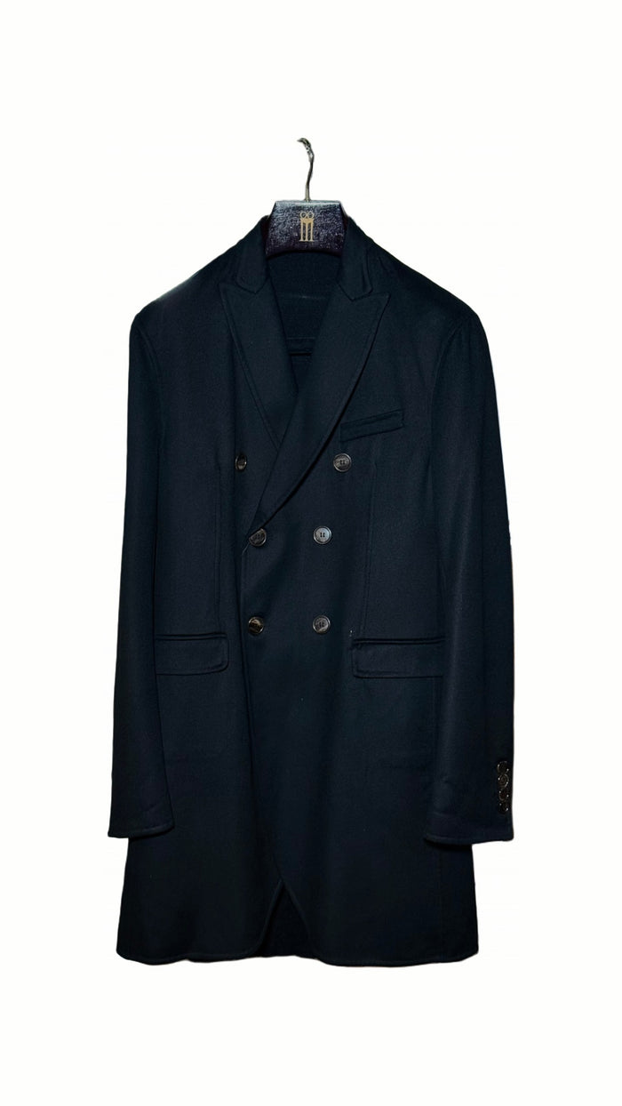 Michael Double Cashmere Overcoat Black, product on hanger – POAN
