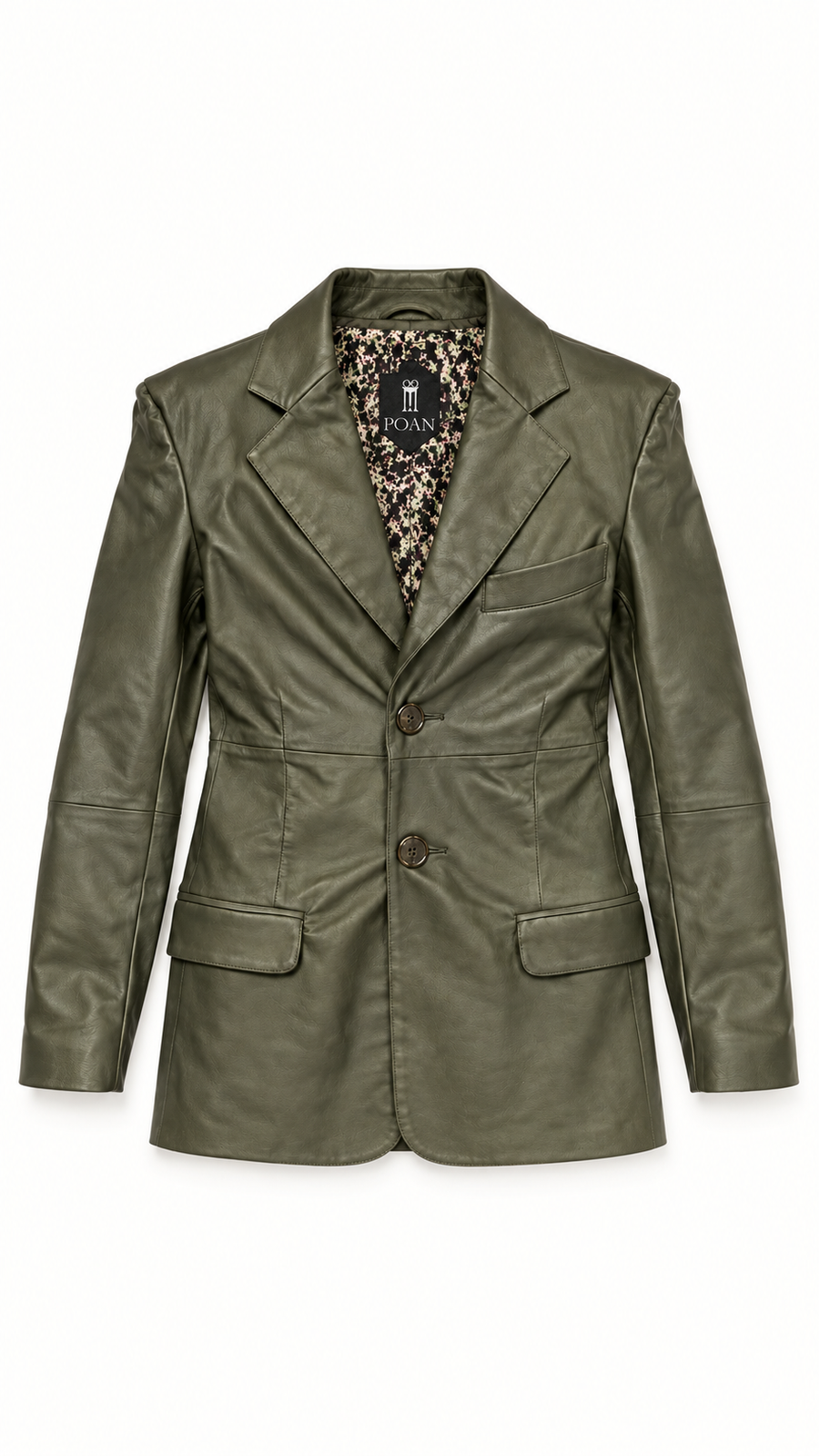 Nicholas Blazer Vegan Leather Olive Women