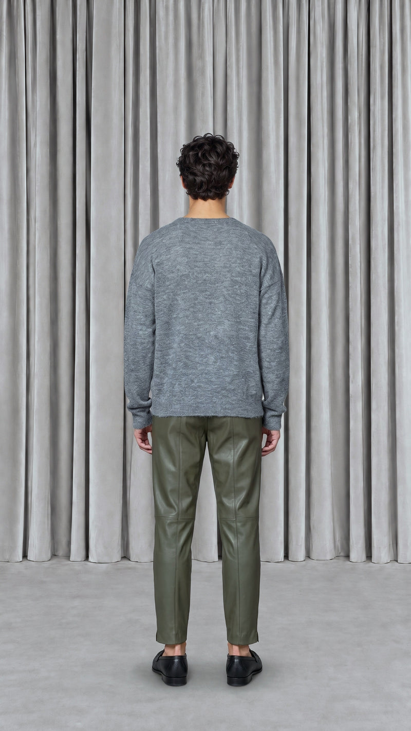 Roberto Alpaca Mohair Knitted Pullover Grey Men - back view