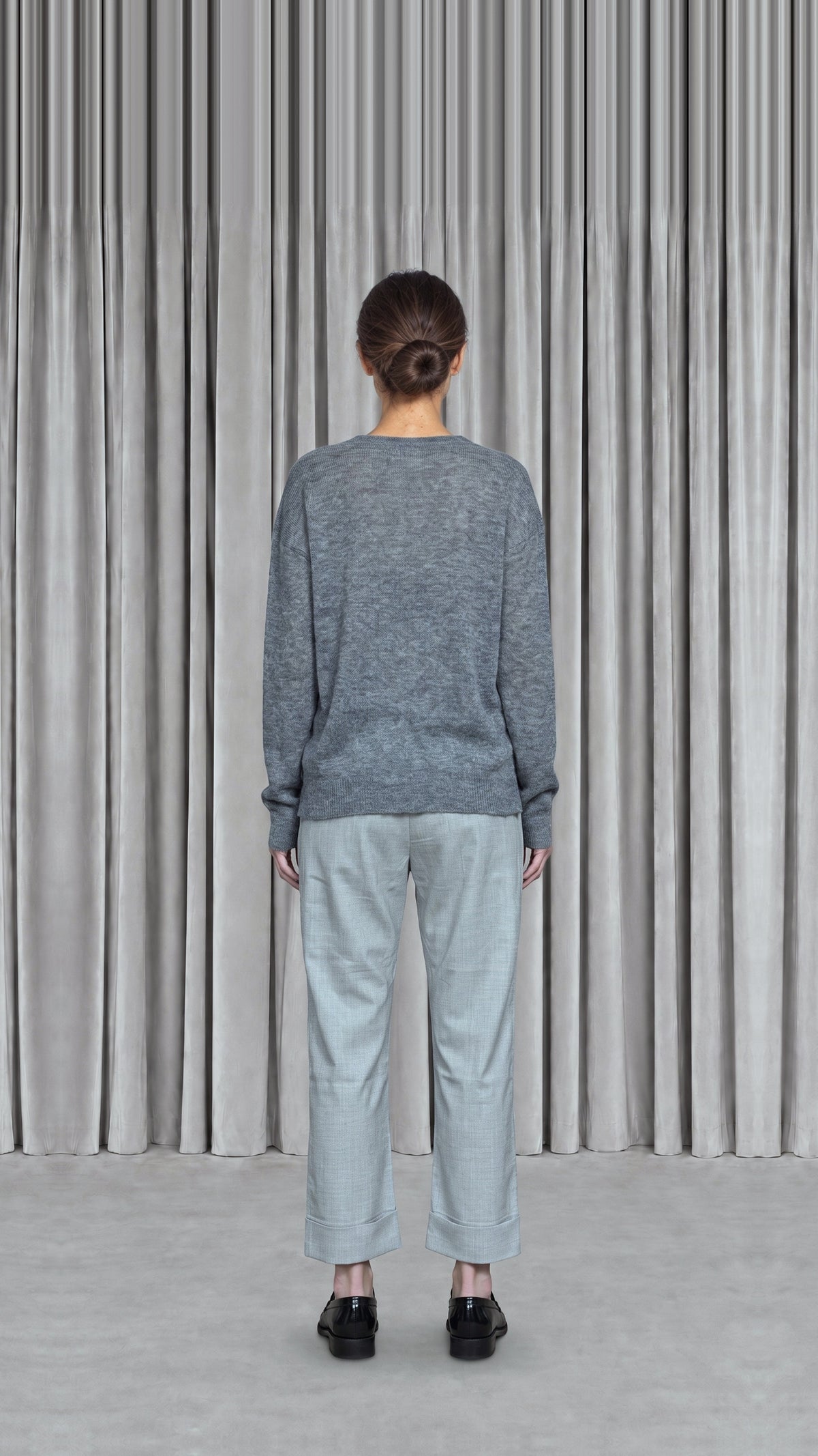Roberto Alpaca Mohair Knitted Pullover Grey Women - back view