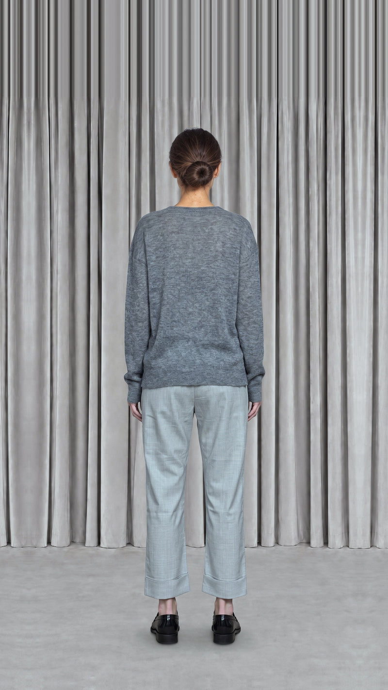 Roberto Alpaca Mohair Knitted Pullover Grey Women - back view