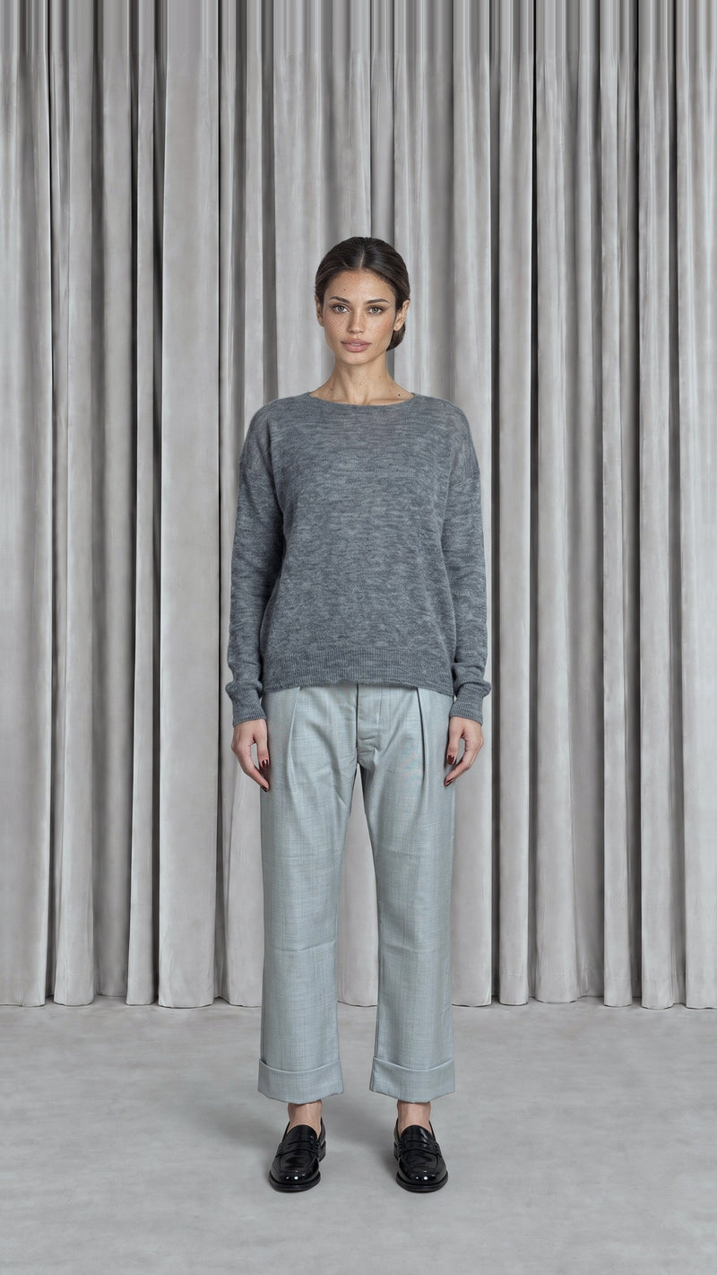 Roberto Alpaca Mohair Knitted Pullover Grey Women - front view