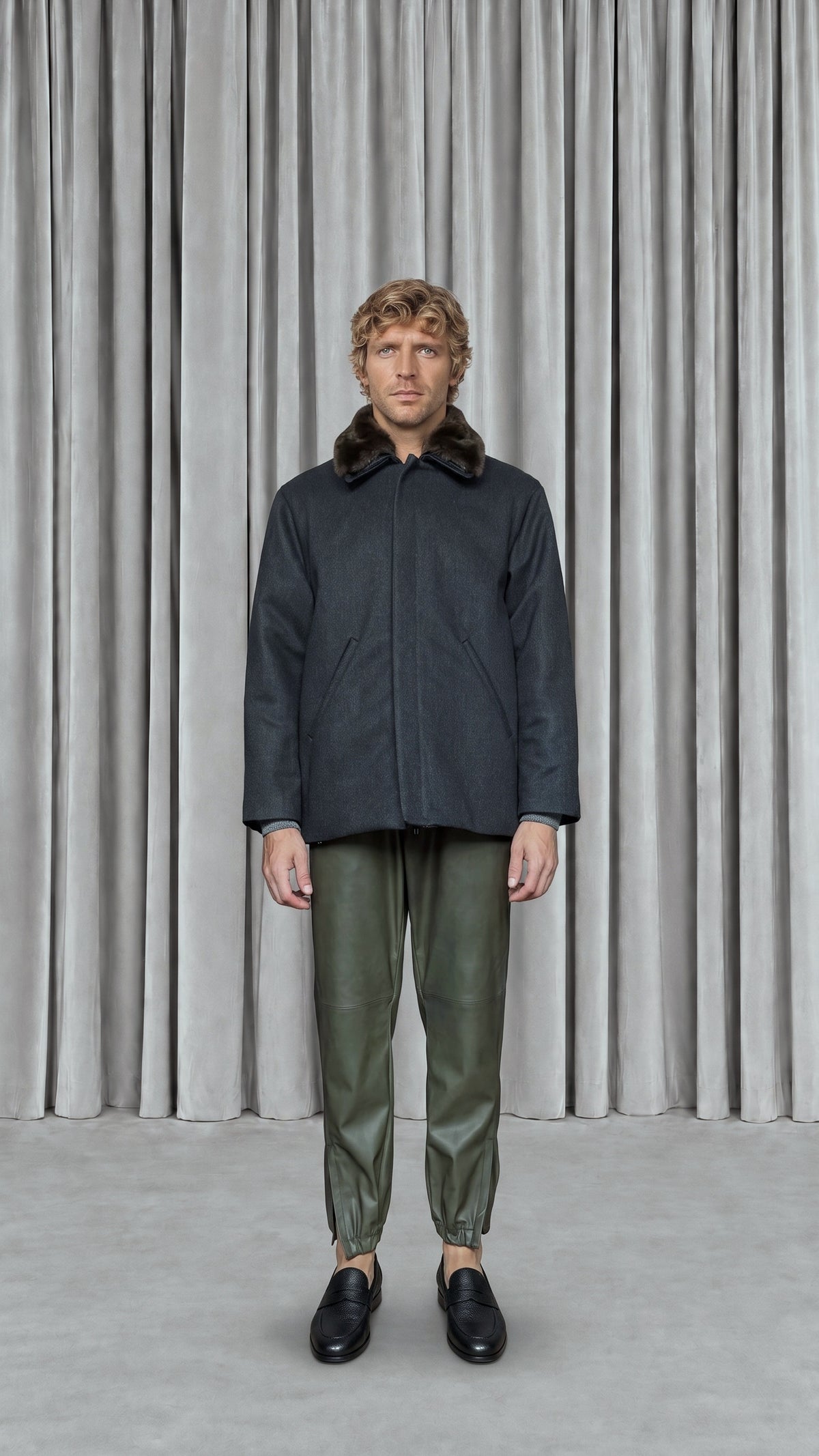 Victor Jacket Loden Grey Melange Men, model front – POAN