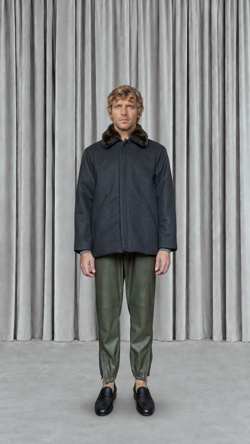 Victor Jacket Loden Grey Melange Men, model front – POAN