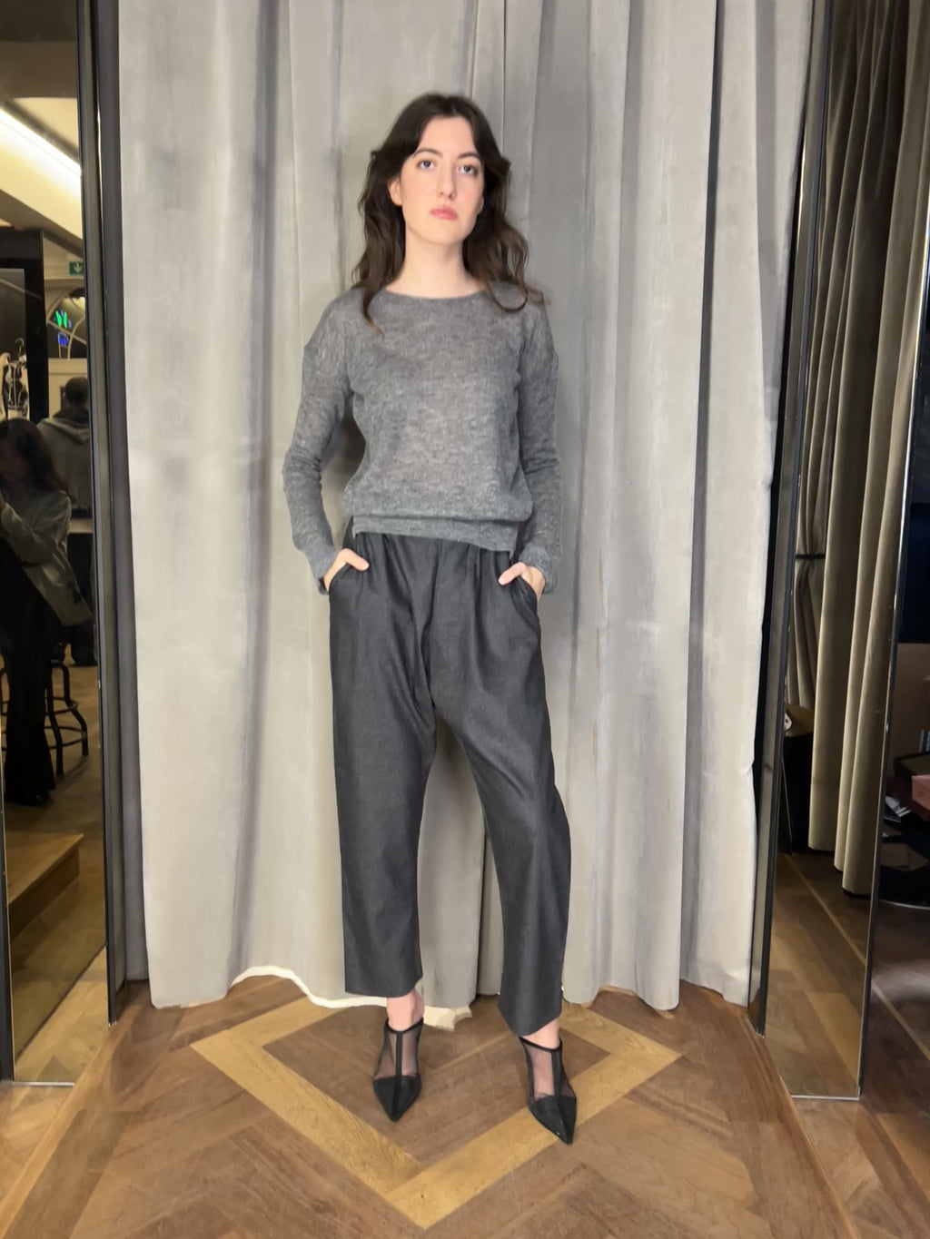 Roberto Alpaca Mohair Knitted Pullover Grey Women