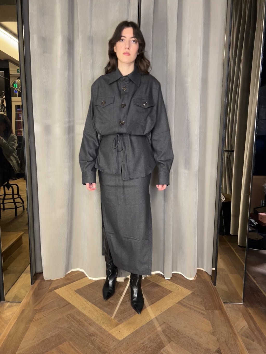 Brieuc Angora Flannel Overshirt Grey Women